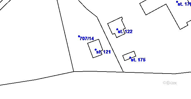 Parcela st. 121 v KÚ Řepeč, Katastrální mapa