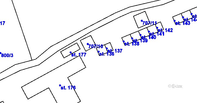 Parcela st. 136 v KÚ Řepeč, Katastrální mapa