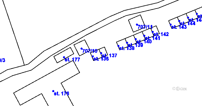 Parcela st. 137 v KÚ Řepeč, Katastrální mapa
