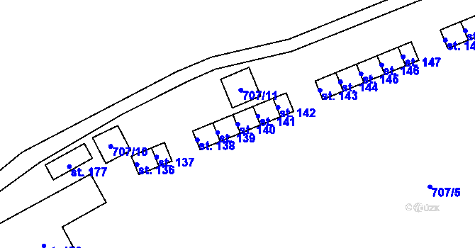 Parcela st. 140 v KÚ Řepeč, Katastrální mapa