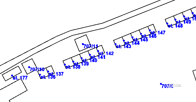 Parcela st. 142 v KÚ Řepeč, Katastrální mapa
