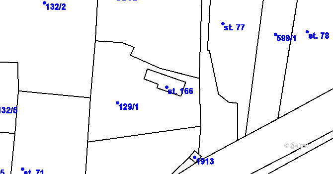 Parcela st. 166 v KÚ Řepeč, Katastrální mapa