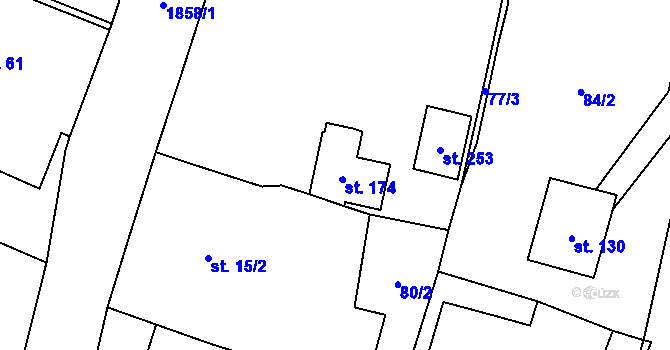 Parcela st. 174 v KÚ Řepeč, Katastrální mapa