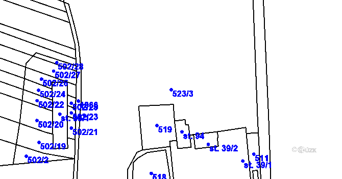 Parcela st. 523/3 v KÚ Řepeč, Katastrální mapa