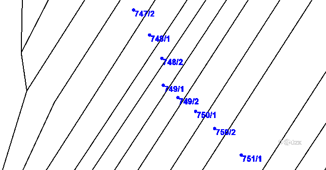 Parcela st. 749/1 v KÚ Řepeč, Katastrální mapa