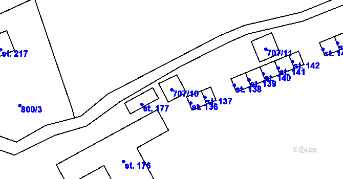 Parcela st. 707/10 v KÚ Řepeč, Katastrální mapa