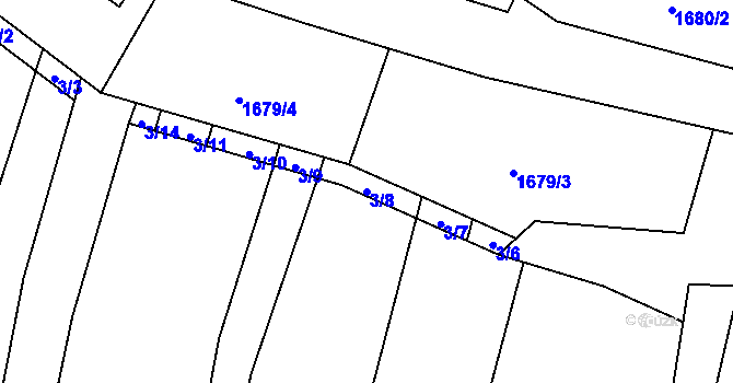 Parcela st. 3/8 v KÚ Řepeč, Katastrální mapa