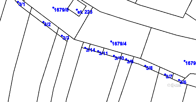 Parcela st. 3/11 v KÚ Řepeč, Katastrální mapa