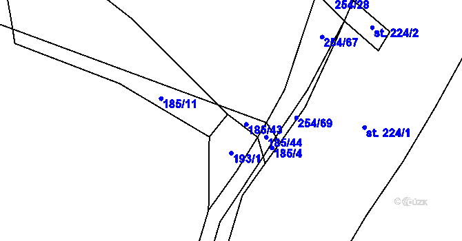Parcela st. 185/3 v KÚ Řepeč, Katastrální mapa