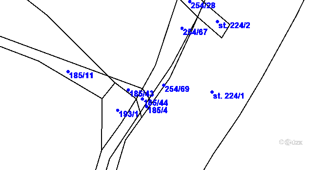 Parcela st. 254/69 v KÚ Řepeč, Katastrální mapa