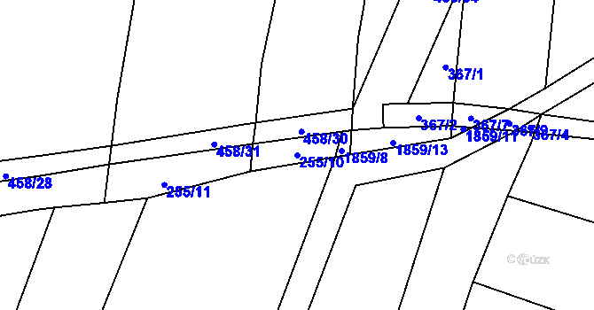 Parcela st. 255/10 v KÚ Řepeč, Katastrální mapa