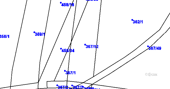 Parcela st. 367/12 v KÚ Řepeč, Katastrální mapa