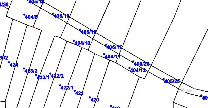 Parcela st. 404/11 v KÚ Řepeč, Katastrální mapa