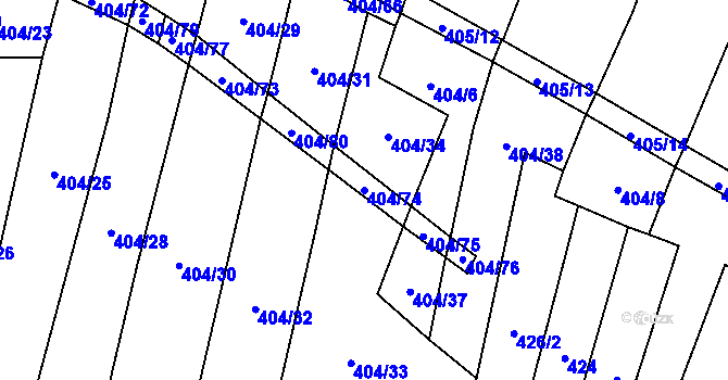 Parcela st. 404/74 v KÚ Řepeč, Katastrální mapa
