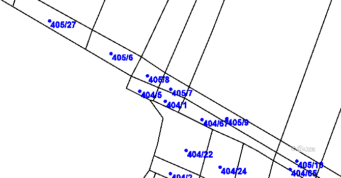 Parcela st. 405/7 v KÚ Řepeč, Katastrální mapa