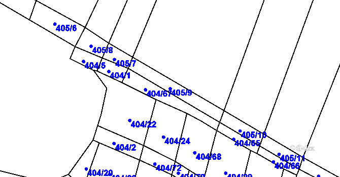 Parcela st. 405/9 v KÚ Řepeč, Katastrální mapa