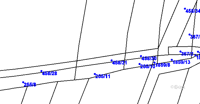 Parcela st. 458/15 v KÚ Řepeč, Katastrální mapa