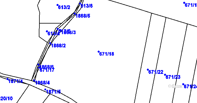 Parcela st. 671/18 v KÚ Řepeč, Katastrální mapa