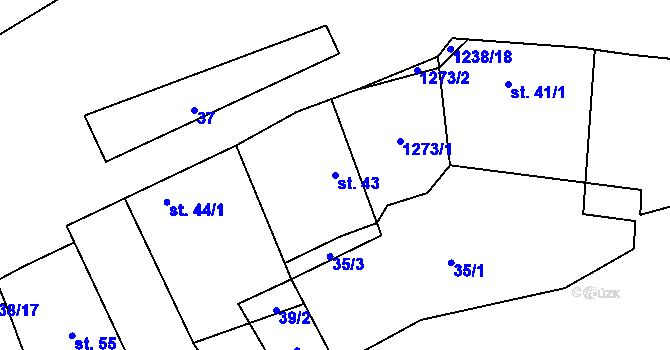 Parcela st. 43 v KÚ Řepín, Katastrální mapa