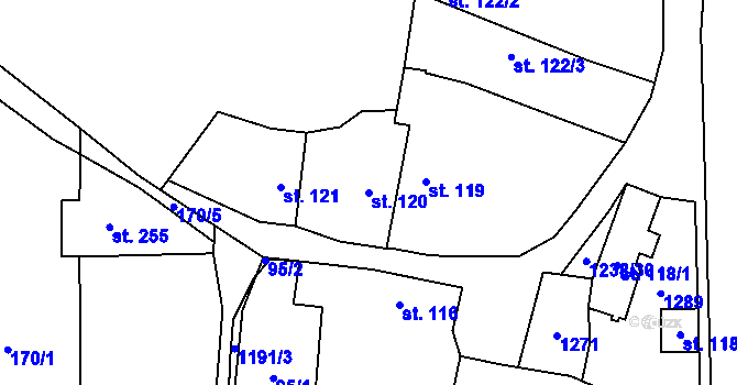 Parcela st. 120 v KÚ Řepín, Katastrální mapa