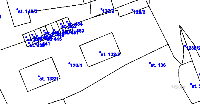 Parcela st. 138/2 v KÚ Řepín, Katastrální mapa