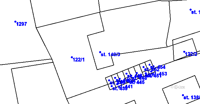 Parcela st. 140/3 v KÚ Řepín, Katastrální mapa