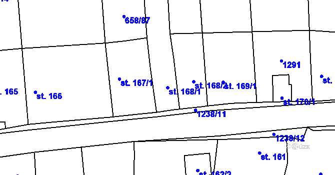 Parcela st. 168/1 v KÚ Řepín, Katastrální mapa