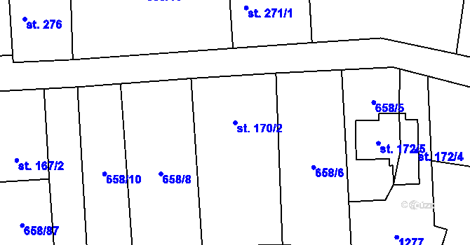 Parcela st. 170/2 v KÚ Řepín, Katastrální mapa