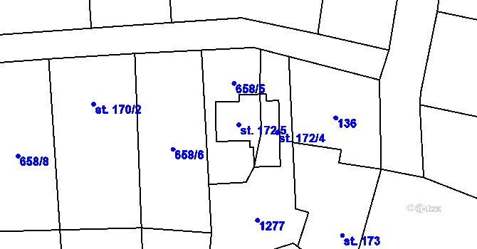 Parcela st. 172/5 v KÚ Řepín, Katastrální mapa