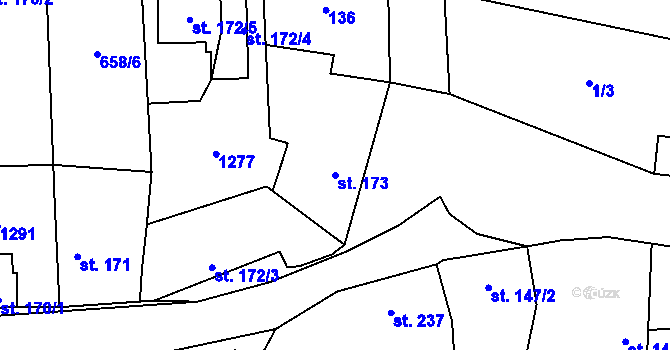 Parcela st. 173 v KÚ Řepín, Katastrální mapa