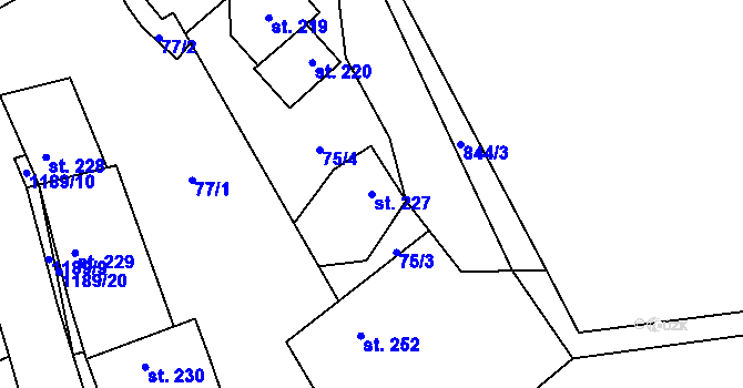 Parcela st. 227 v KÚ Řepín, Katastrální mapa