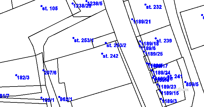 Parcela st. 242 v KÚ Řepín, Katastrální mapa