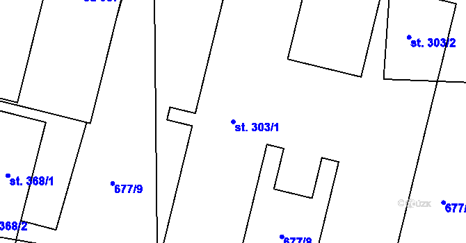 Parcela st. 303/1 v KÚ Řepín, Katastrální mapa