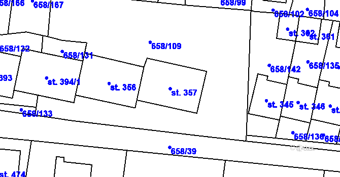 Parcela st. 357 v KÚ Řepín, Katastrální mapa