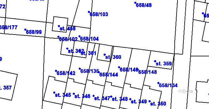 Parcela st. 360 v KÚ Řepín, Katastrální mapa
