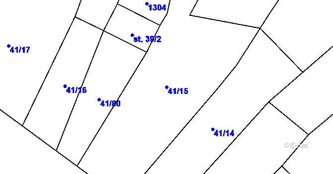 Parcela st. 41/15 v KÚ Řepín, Katastrální mapa