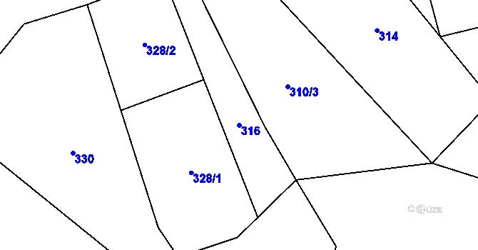Parcela st. 316 v KÚ Řepín, Katastrální mapa