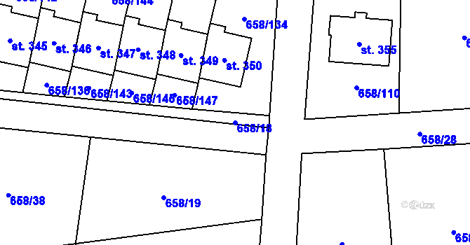 Parcela st. 658/18 v KÚ Řepín, Katastrální mapa