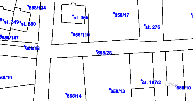 Parcela st. 658/28 v KÚ Řepín, Katastrální mapa