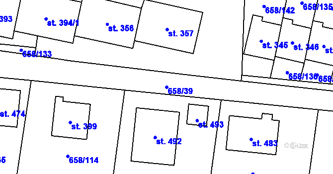 Parcela st. 658/39 v KÚ Řepín, Katastrální mapa