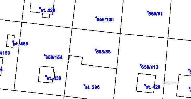Parcela st. 658/58 v KÚ Řepín, Katastrální mapa