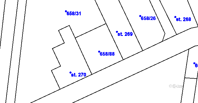 Parcela st. 658/88 v KÚ Řepín, Katastrální mapa