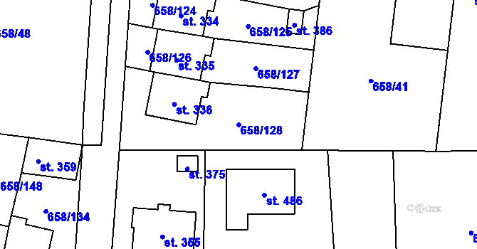 Parcela st. 658/128 v KÚ Řepín, Katastrální mapa