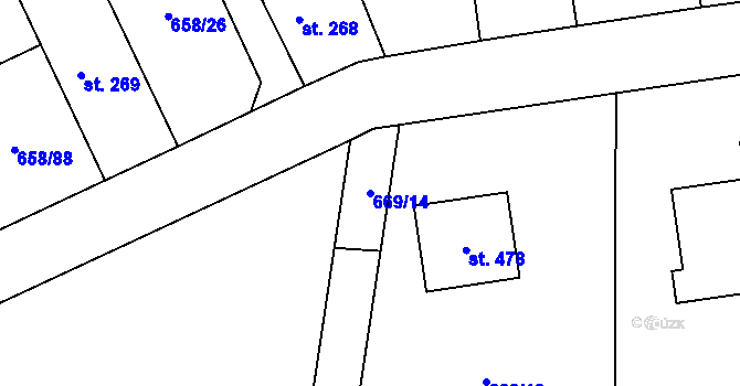 Parcela st. 669/14 v KÚ Řepín, Katastrální mapa