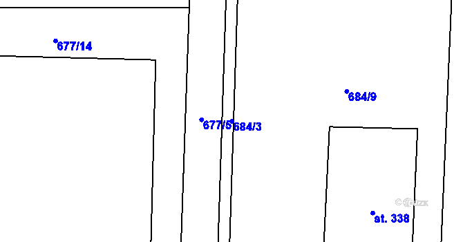 Parcela st. 684/3 v KÚ Řepín, Katastrální mapa