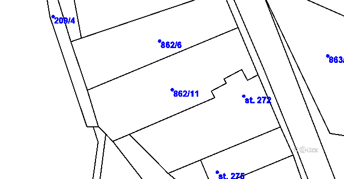 Parcela st. 862/11 v KÚ Řepín, Katastrální mapa