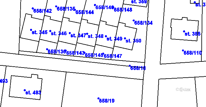 Parcela st. 658/147 v KÚ Řepín, Katastrální mapa
