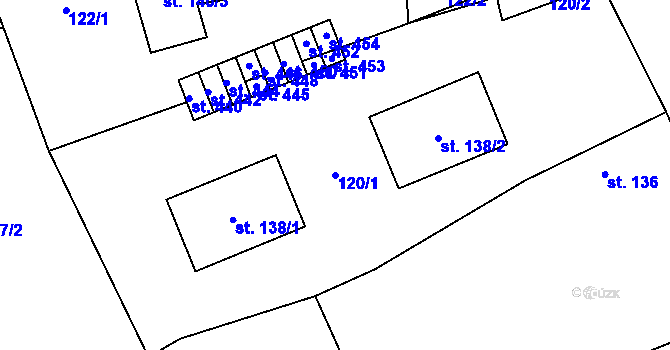 Parcela st. 120/1 v KÚ Řepín, Katastrální mapa