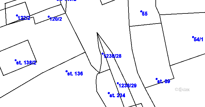 Parcela st. 1238/28 v KÚ Řepín, Katastrální mapa