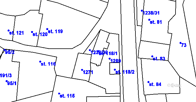 Parcela st. 118/1 v KÚ Řepín, Katastrální mapa